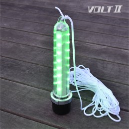 Lumica Volt II vert allumé avec corde de 10 m — photo officielle.