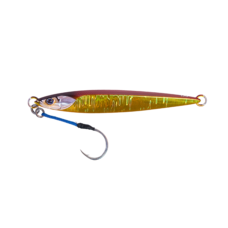 Jackall BamBluz Jig Short — Red & Gold Magma Wave Holo — illustration fabricant du coloris ; proportions selon poids