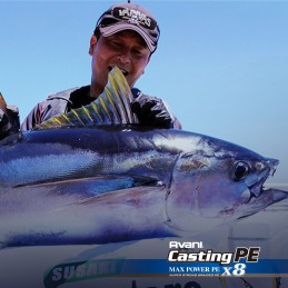Illustration fabricant de pêche au lancer avec la gamme Avani Casting Max Power X8.