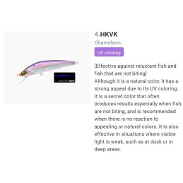 Coloris n°4 HKVK Keimura Katakuchi — illustration de présentation sans hameçons et réaction UV