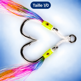 Taille 1/0 — détail d’un montage Luminous et du cordon Dyneema ; visuel de gamme non à l’échelle