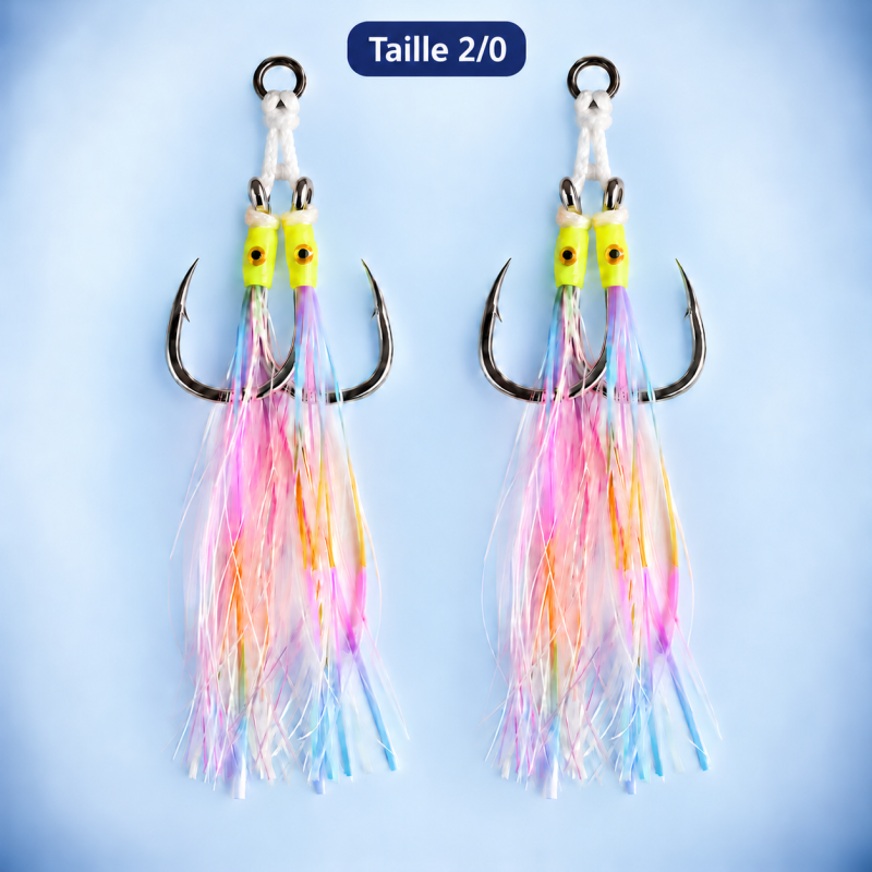 Taille 2/0 — paquet de 2 montages doubles Luminous, soit 4 hameçons ; visuel de gamme non à l’échelle