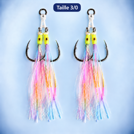 Taille 3/0 — paquet de 2 montages doubles Luminous, soit 4 hameçons ; visuel de gamme non à l’échelle