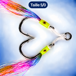 Taille 5/0 — détail d’un montage Luminous et du cordon Dyneema ; visuel de gamme non à l’échelle