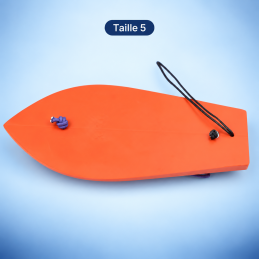 Planchette plongeante type K taille 5 — vue de dessous et passages des cordons