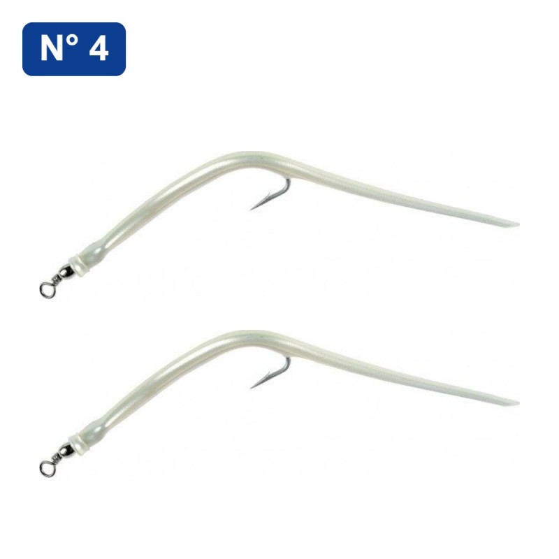 Flashmer anguillon n° 4 – blanc nacré – blister de 2 – blister de 2 anguillons