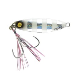 Hayabusa Jack Eye Shot Slow Wide 60 g – coloris n° 6 Silver Zebra Glow – monté avec son assist
