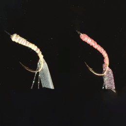 Sabiki Hayabusa EX001 Xtreme-Glo Mix Shrimp – taille 4 – 6 hameçons – détail des leurres