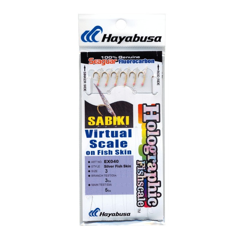 Sabiki Hayabusa EX040 Holographic Fishscale Silver – taille 3 – 6 hameçons
