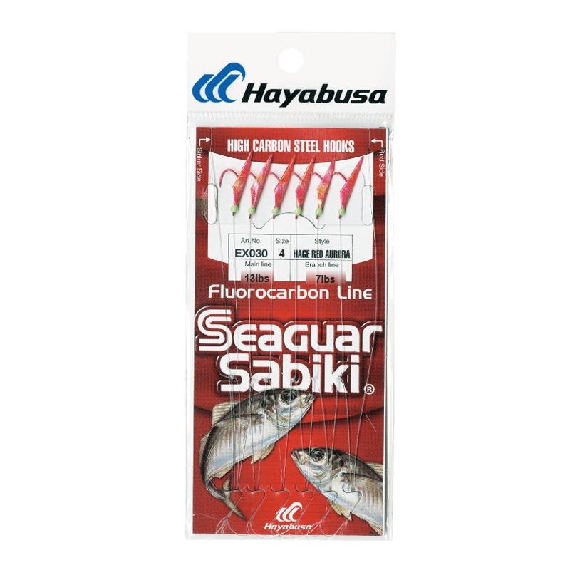 Sabiki Hayabusa EX030 Hage Red Aurora – taille 4 – 6 hameçons