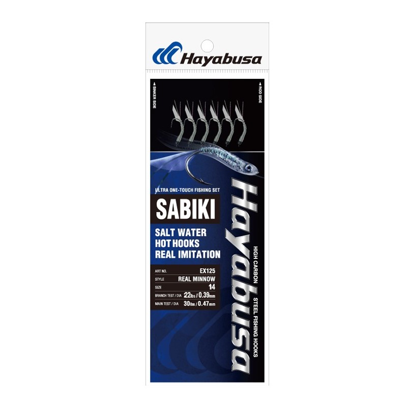 Sabiki Hayabusa EX125 Real Minnow – taille 14 – 6 hameçons