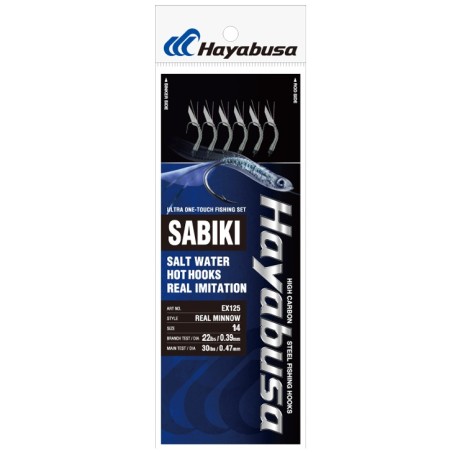 Sabiki Hayabusa EX125 Real Minnow – taille 14 – 6 hameçons