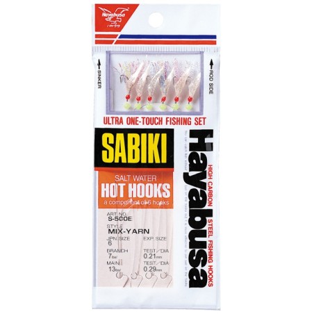 Sabiki Hayabusa S500E Mix-Yarn – taille 6 – 6 hameçons