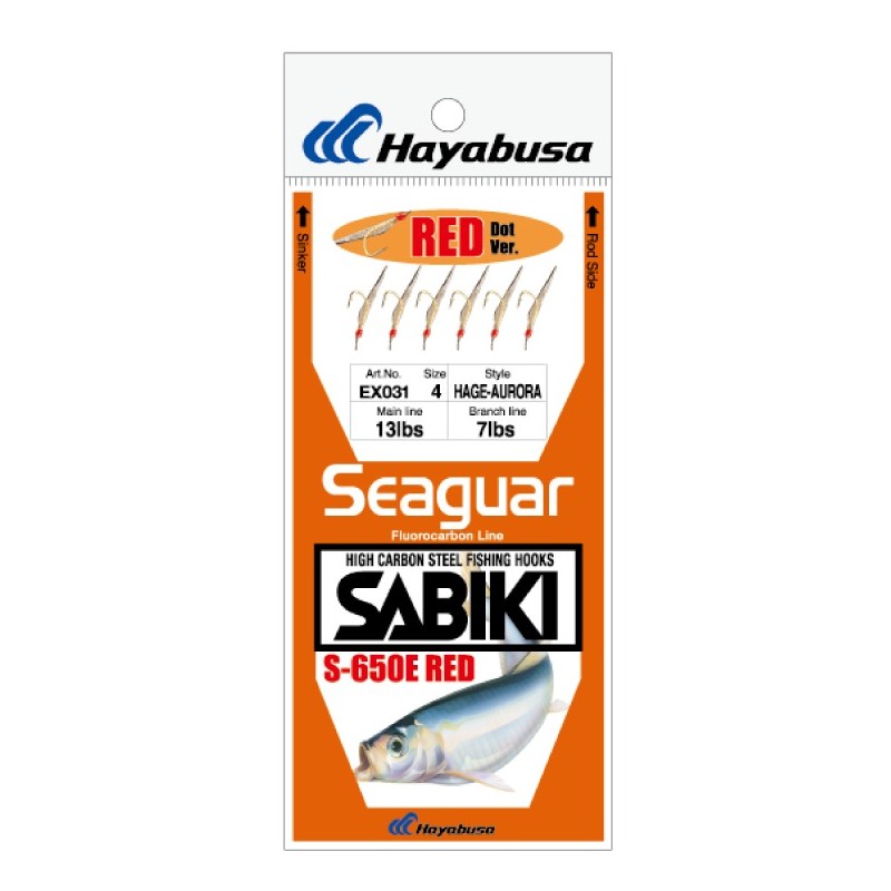 Sabiki Hayabusa EX031 Hage Aurora R Dot – taille 4 – 6 hameçons