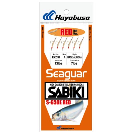 Sabiki Hayabusa EX031 Hage Aurora R Dot – taille 4 – 6 hameçons