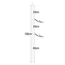 Sabiki Hayabusa SS460 peau torsadée Keimura arc-en-ciel – taille L – 2 hameçons – schéma du montage