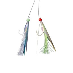 Hayabusa HA280 kit jigging sabiki 40 g – 2 hameçons – bleu/rose – détail des leurres