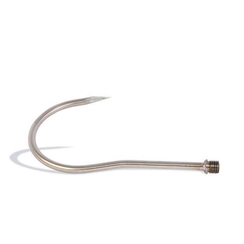 Crochet de gaffe inox à vis M20 Amiaud Pêche – Ø 12 mm, L. 220 mm, ouverture 120 mm