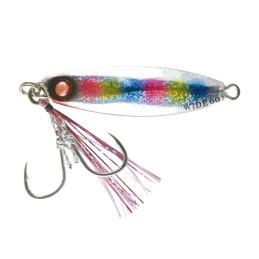 Hayabusa Jack Eye Shot Slow Wide 60 g – coloris n° 5 Rainbow (Silver Candy) – monté avec son assist