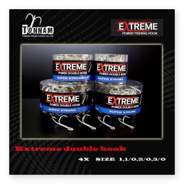 Hameçon double Tonnam Extreme 4X Super Strong – n° 1/0 – lot de 5