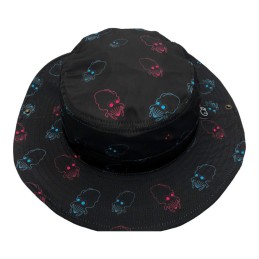 Chapeau Kohinata Gyogyo Hat – motif Aori Squid Outline (calmars), noir / néon