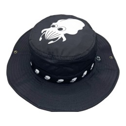 Chapeau Kohinata Gyogyo Hat Big Print – motif Big Squid (grand calmar), noir