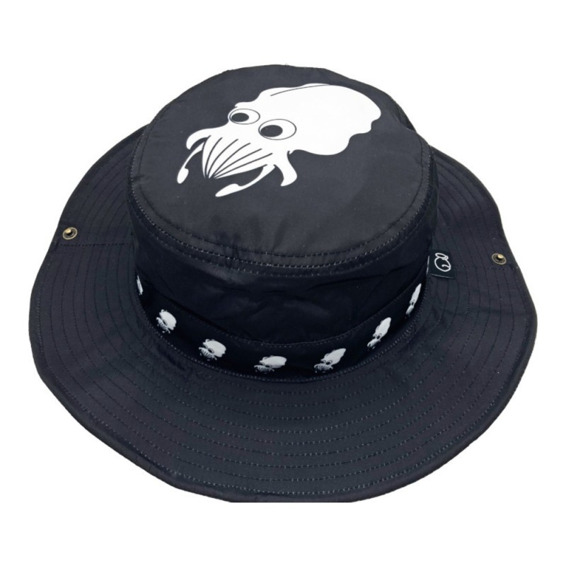 Chapeau Kohinata Gyogyo Hat Big Print – motif Big Squid (grand calmar), noir