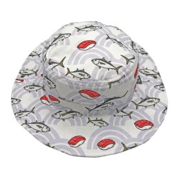 Chapeau Kohinata Gyogyo Hat – motif thon et sushis, blanc