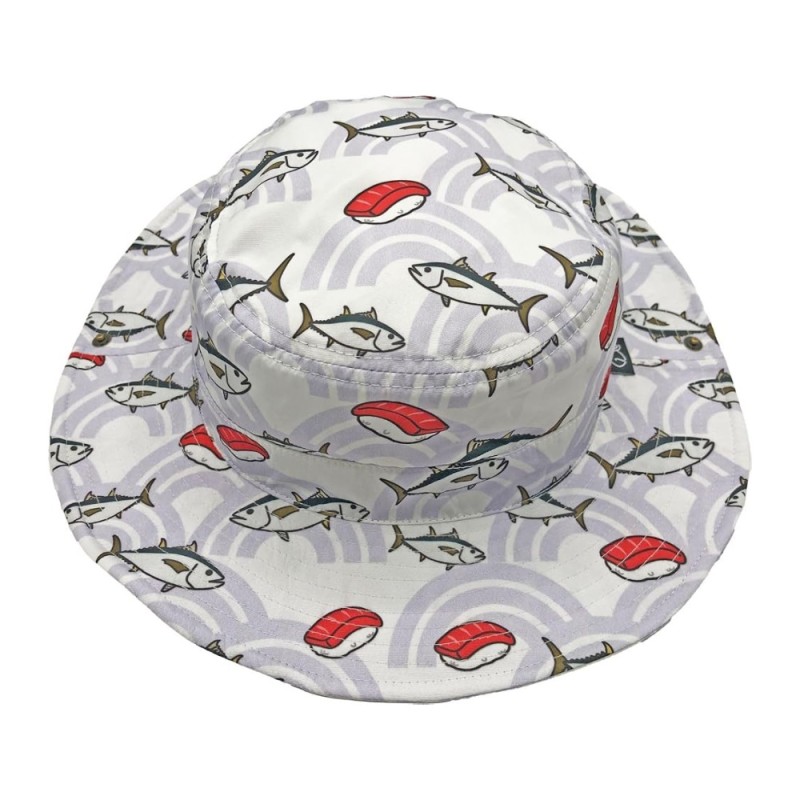 Chapeau Kohinata Gyogyo Hat – motif thon et sushis, blanc