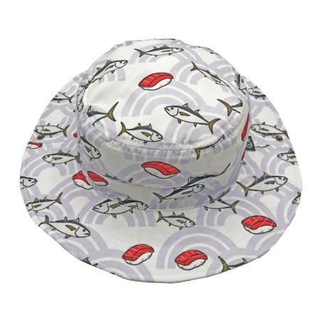 Chapeau Kohinata Gyogyo Hat – motif thon et sushis, blanc
