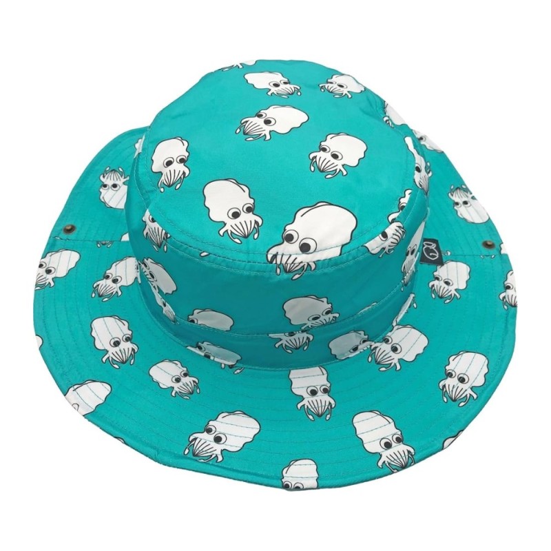 Chapeau Kohinata Gyogyo Hat – motif Aori-ika (calmar), turquoise