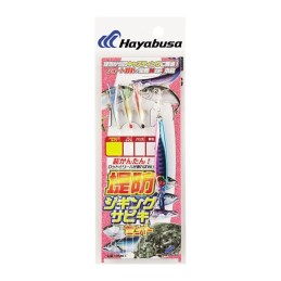 Sabiki Hayabusa HA281 Teibou Jigging Sabiki 3 hameçons avec jig 10 g – coloris 1 bleu-rose