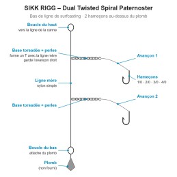 Schéma du montage Sikk Rigg Dual Twisted Spiral Paternoster