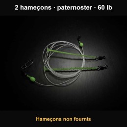 Bas de ligne surfcasting Sikk Rigg Dual Enhanced Twisted Spiral Paternoster 60 lb (hameçons non fournis)