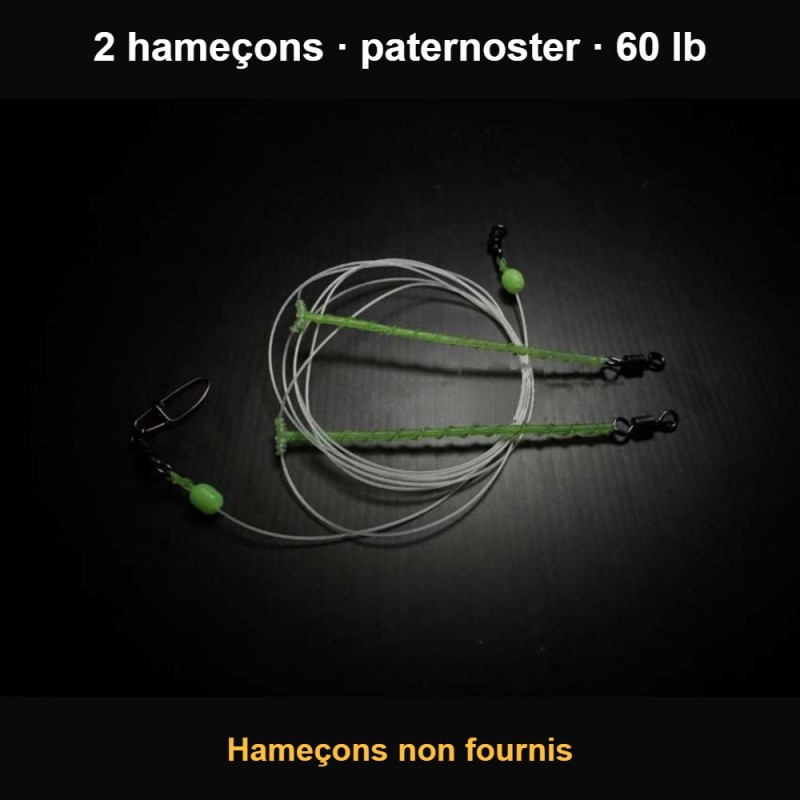 Bas de ligne surfcasting Sikk Rigg Dual Enhanced Twisted Spiral Paternoster 60 lb (hameçons non fournis)