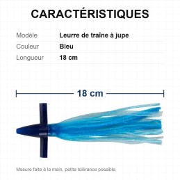 Leurre de traîne à jupe YJGJ150 – 18 cm – Bleu