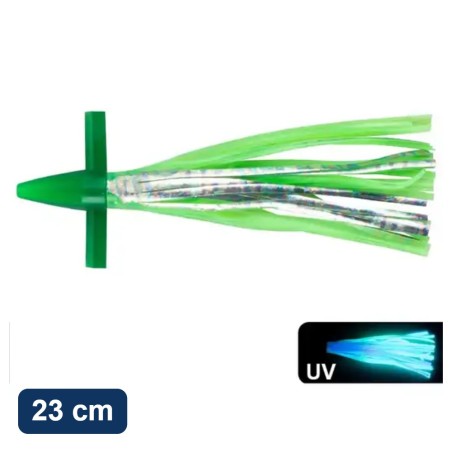 Leurre de traîne à jupe YJGJ150 – 23 cm – Vert holographique