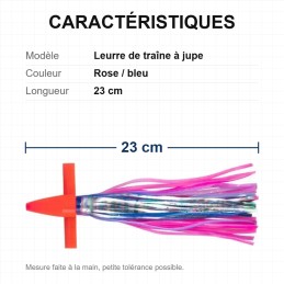 Leurre de traîne à jupe YJGJ150 – 23 cm – Rose / bleu
