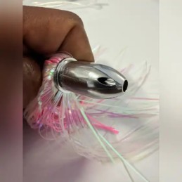 Leurre de traîne à jupe tête bullet – Rose nacré