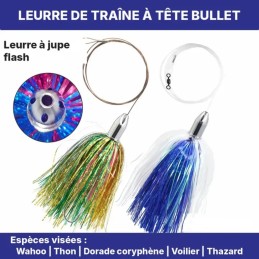 Leurre de traîne à jupe tête bullet – Rose nacré