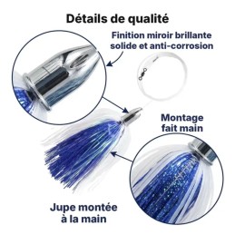 Leurre de traîne à jupe tête bullet – Rose nacré
