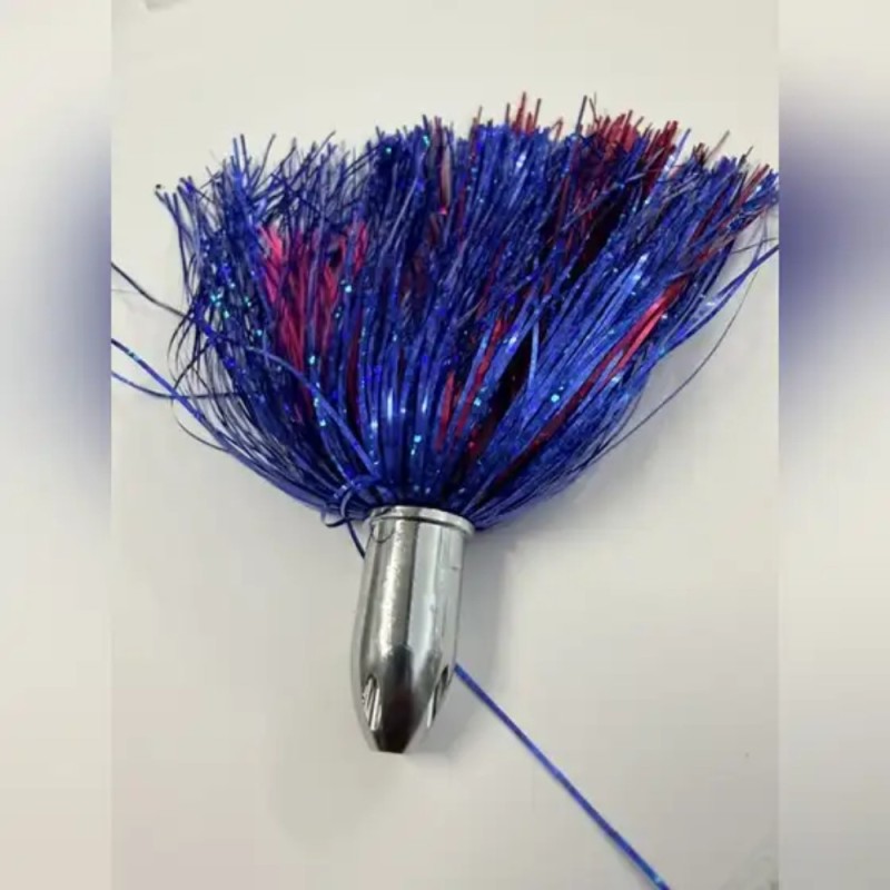 Leurre de traîne à jupe tête bullet – Bleu / fuchsia